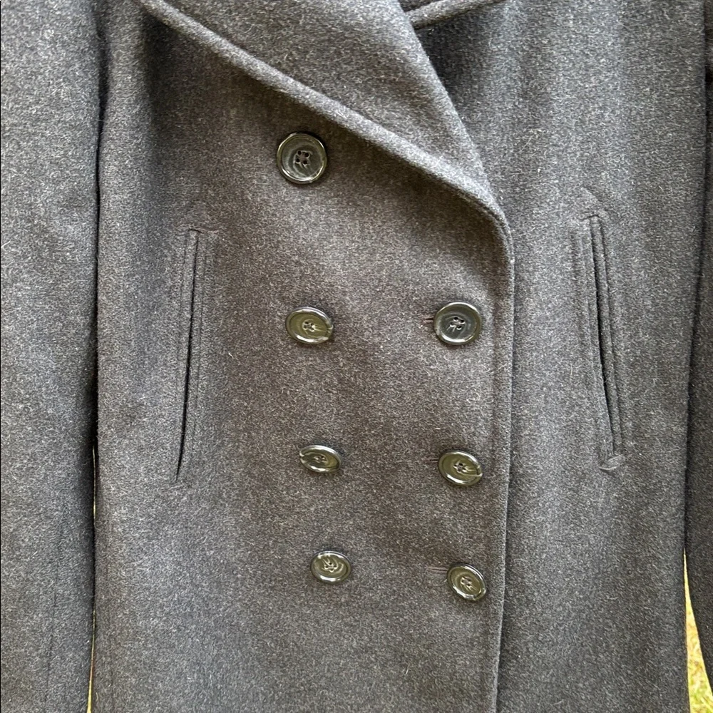 J. Crew Wool Blend Double Breasted Peacoat in Charcoal Gray Sz M